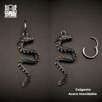 NEW Colgante Lobulo Acero Inoxidable - Dragon Largo (1mm;10mm) (18G)