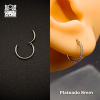 Argolla Clicker Titanio ASTM F-136 - Plateada Zirconias Laterales (1,2mm) (16G)