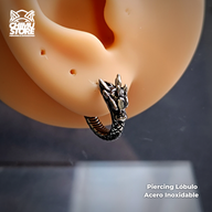 NEW Piercing Lobulo Acero Inoxidable - Cabeza de Dragón (1mm;11mm)