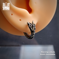 NEW Piercing Lobulo Acero Inoxidable - Cabeza de Dragón 01 (1mm;11mm)