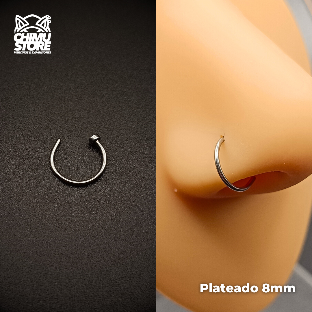 NEW Nostril Titanio G23 - Argolla con Tope 8mm (0,8mm;8mm) (20G)