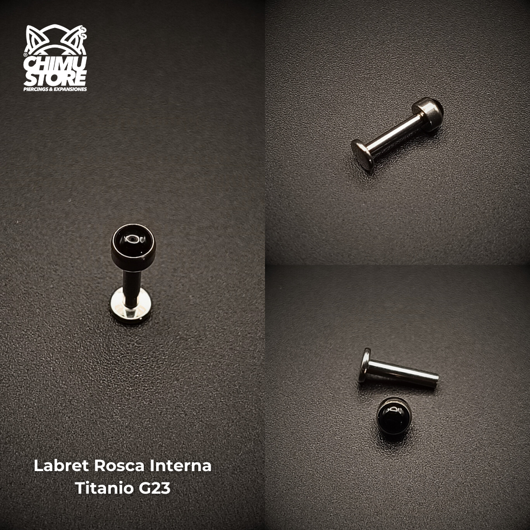 NEW Labret Titanio G23 - Piedra Onix Negra 4mm (16G y 14G)