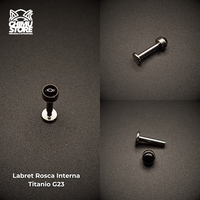 NEW Labret Titanio G23 - Piedra Onix Negra 4mm (16G y 14G)