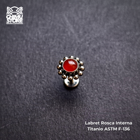 Labret Titanio ASTM F-136 - Carnelian Bordeado de Cuentas (1,2mm;6mm) (16G)