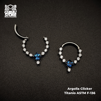 NEW Argolla Clicker Titanio ASTM F-136 - Crown Spark Azul (1,2mm) (16G)