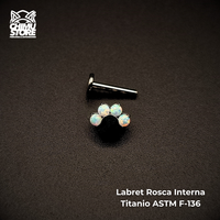 NEW Labret (HC) Titanio ASTM F-136 - Patita 4 Opalitas o Zirconias (1,2mm;8mm) (16G)