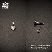 NEW Nostril Labret Push Pin Titanio G23 - Prong Set Zirconia (0,8mm) (20G)