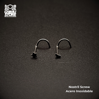 Nostril Acero Inoxidable - Screw Estrella y Luna (0,8mm) (20G)