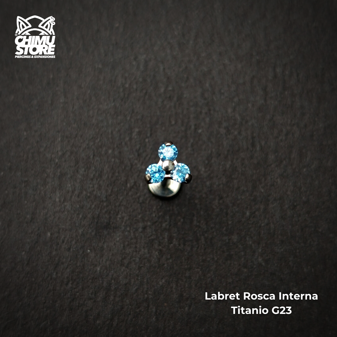 NEW Labret Titanio G23 - Trinity 3 Cristales (1,2mm;8mm) (16G)