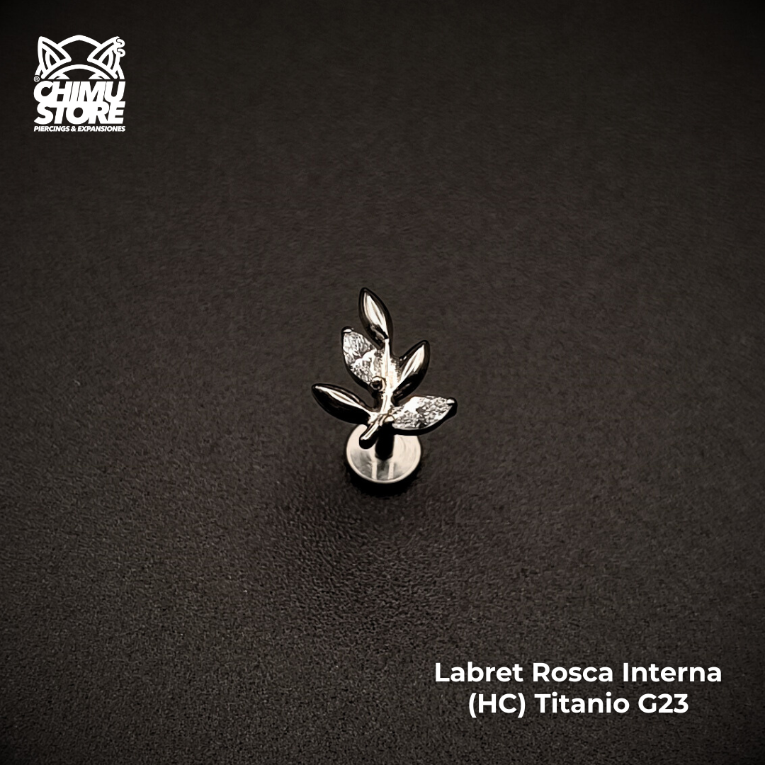 NEW Labret (HC) Titanio G23 - Rama 5 Hojas 2 Zirconias 002 (1,2mm;6mm) (16G)