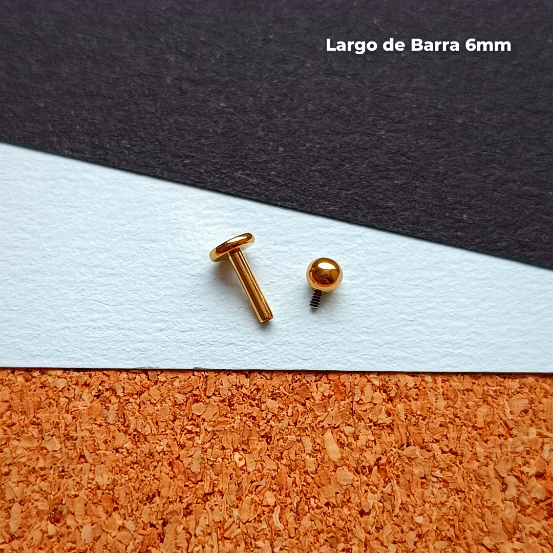 REP Labret Rosca Interna Titanio ASTM F-136 - Bolita 3mm Dorados (1,2mm) (16G)
