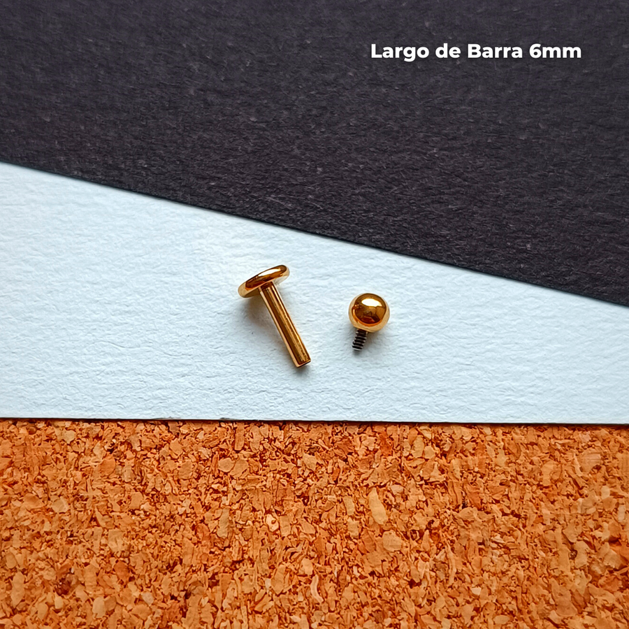 REP Labret Rosca Interna Titanio ASTM F-136 - Bolita 3mm Dorados (1,2mm) (16G)