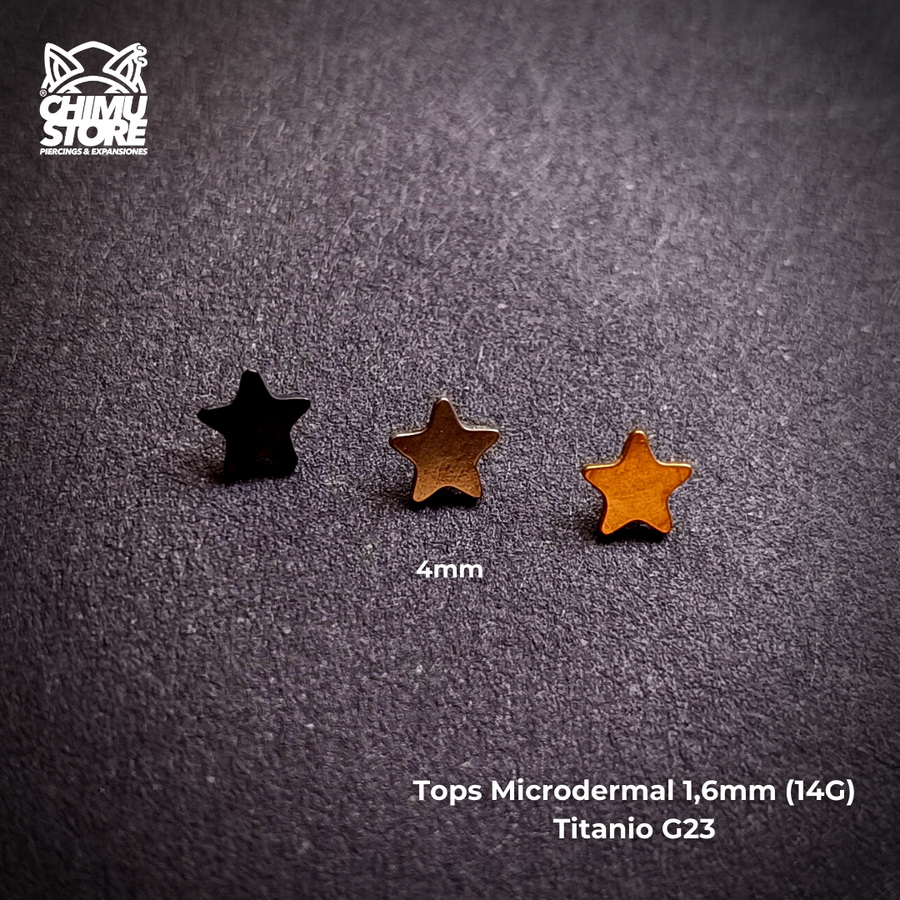 Top de Microdermal Titanio G23 - Estrella de 4mm (1,6mm) (14G)