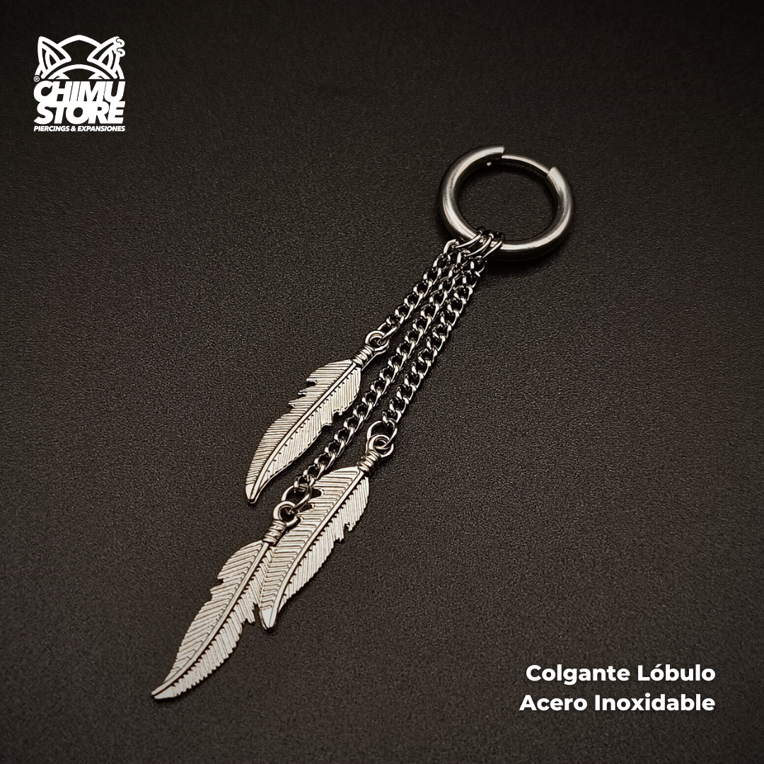 NEW Colgante Acero Inoxidable - 3 Cadenas con Plumas (1mm;12mm)