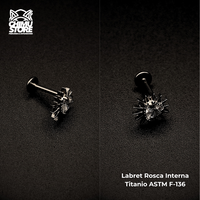 NEW Labret (HC) Titanio ASTM F-136 - Corazón Sol Zirconia (1,2mm;8mm) (16G)