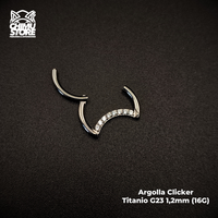 NEW Argolla Clicker Titanio G23 - Media Luna Zirconias Frontales (1,2mm) (16G)