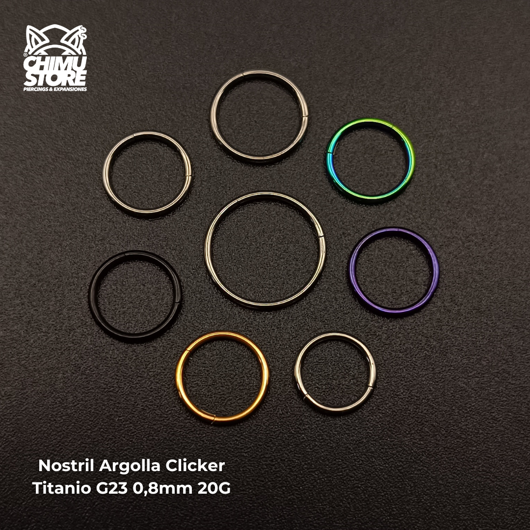 NEW Nostril Argolla Clicker Titanio G23 - Lisa (0,8mm y 1mm) (18G y 20G)