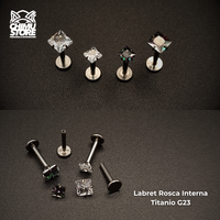 NEW Labret (HC) Titanio G23 - Prong Set Zirconia Cuadrada 003 (1,2mm;8mm) (16G)
