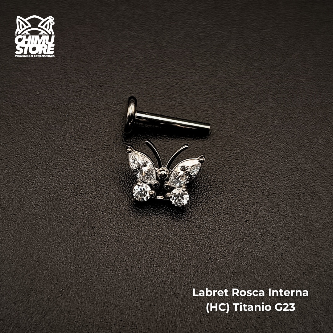 NEW Labret (HC) Titanio G23 - Mariposa Zirconias (1,2mm;8mm) (16G)