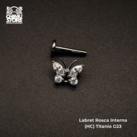 NEW Labret (HC) Titanio G23 - Mariposa Zirconias (1,2mm;8mm) (16G)