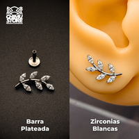 Labret (HC) Titanio ASTM F-136 - Rama con 6 Hojas Zirconias (1,2mm;6mm) (16G)