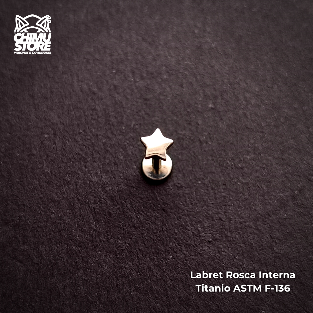 NEW Labret Titanio ASTM F-136 - Estrella (1,2mm;8mm) (16G)