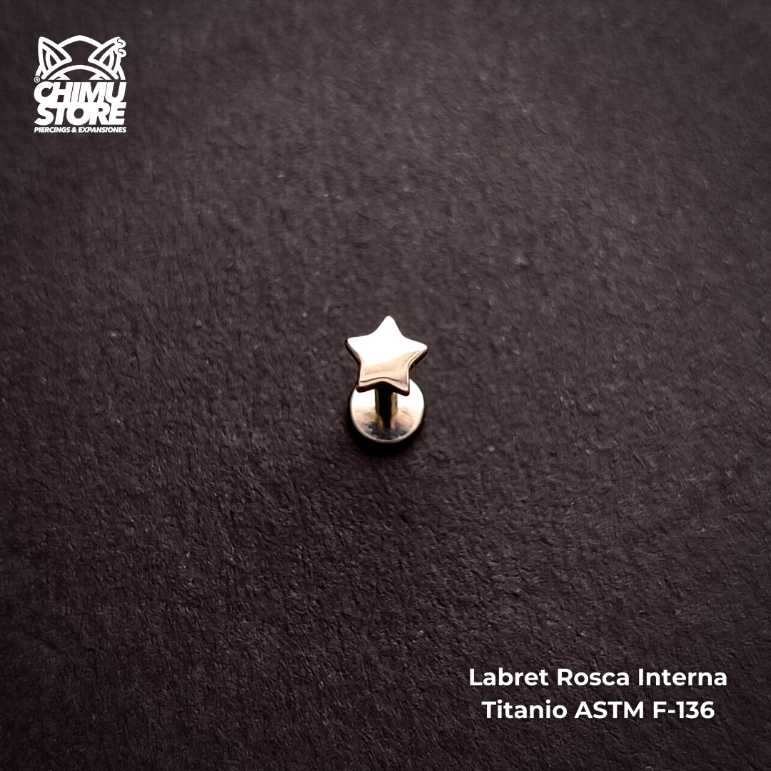 Labret Titanio ASTM F-136 - Estrella (1,2mm;8mm) (16G)