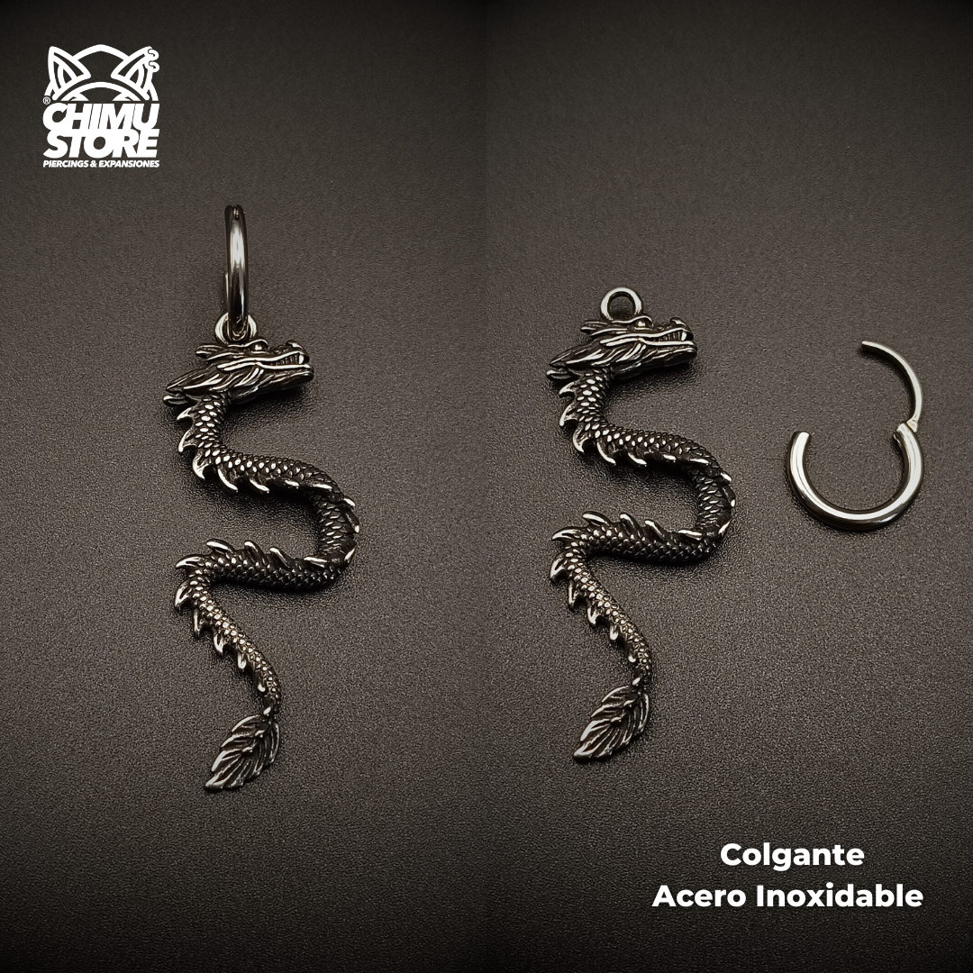 NEW Colgante Lobulo Acero Inoxidable - Dragon Largo (1mm;10mm) (18G)