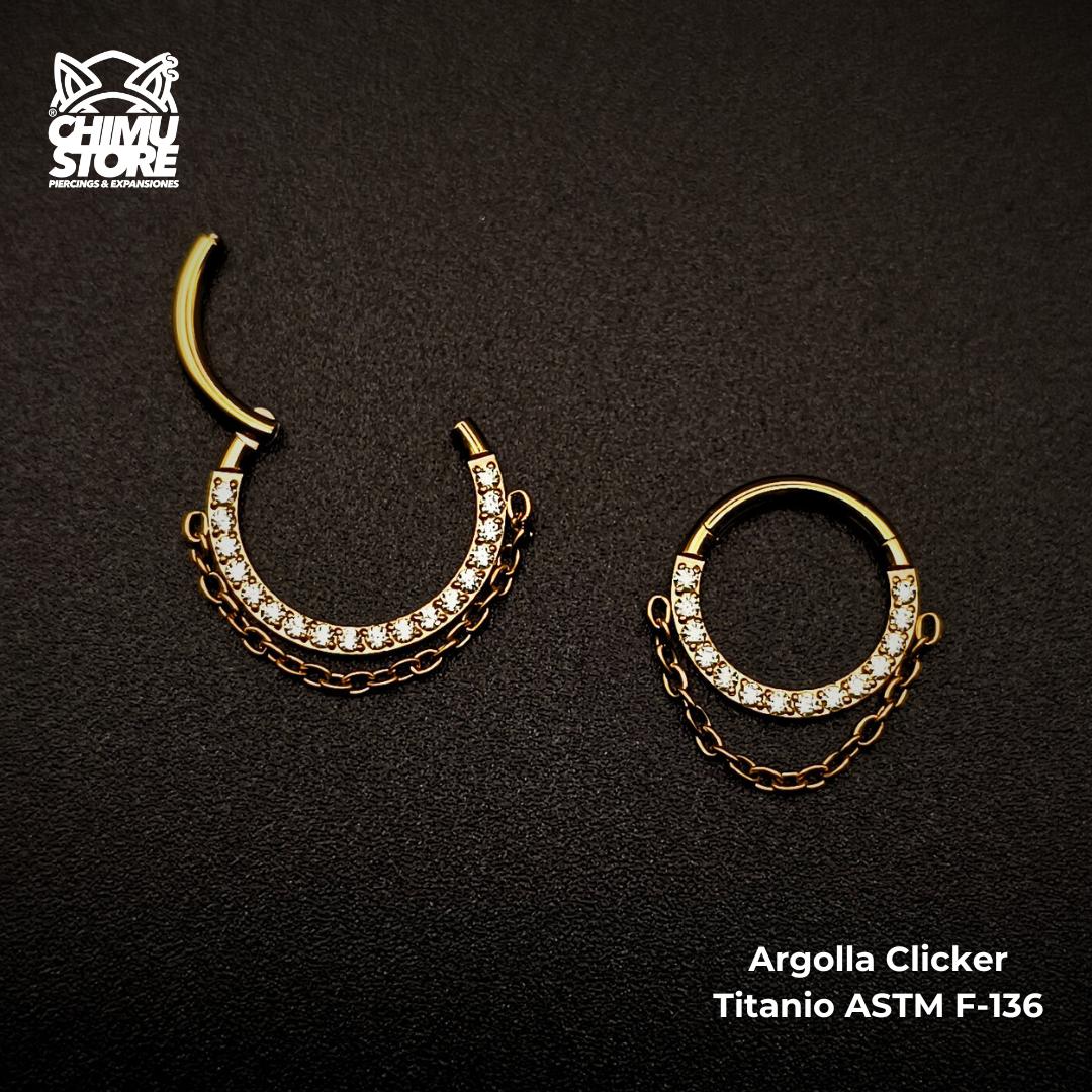 Argolla Clicker Titanio ASTM F-136 - Zirconias Frontales Cadena (1,2mm) (16G)