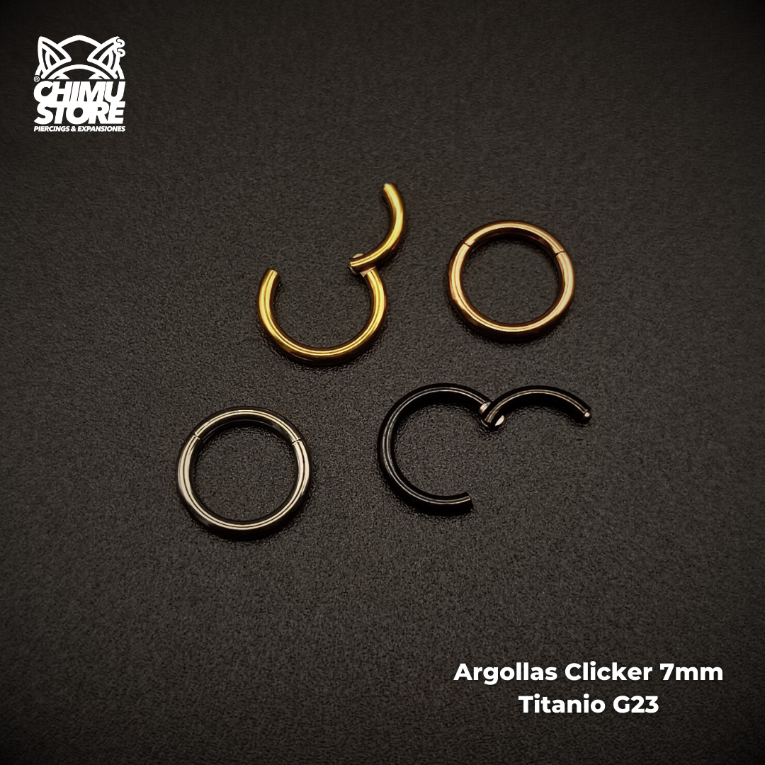 Argollas Clicker Titanio G23 - Tamaño 7mm (1,2mm) (16G)