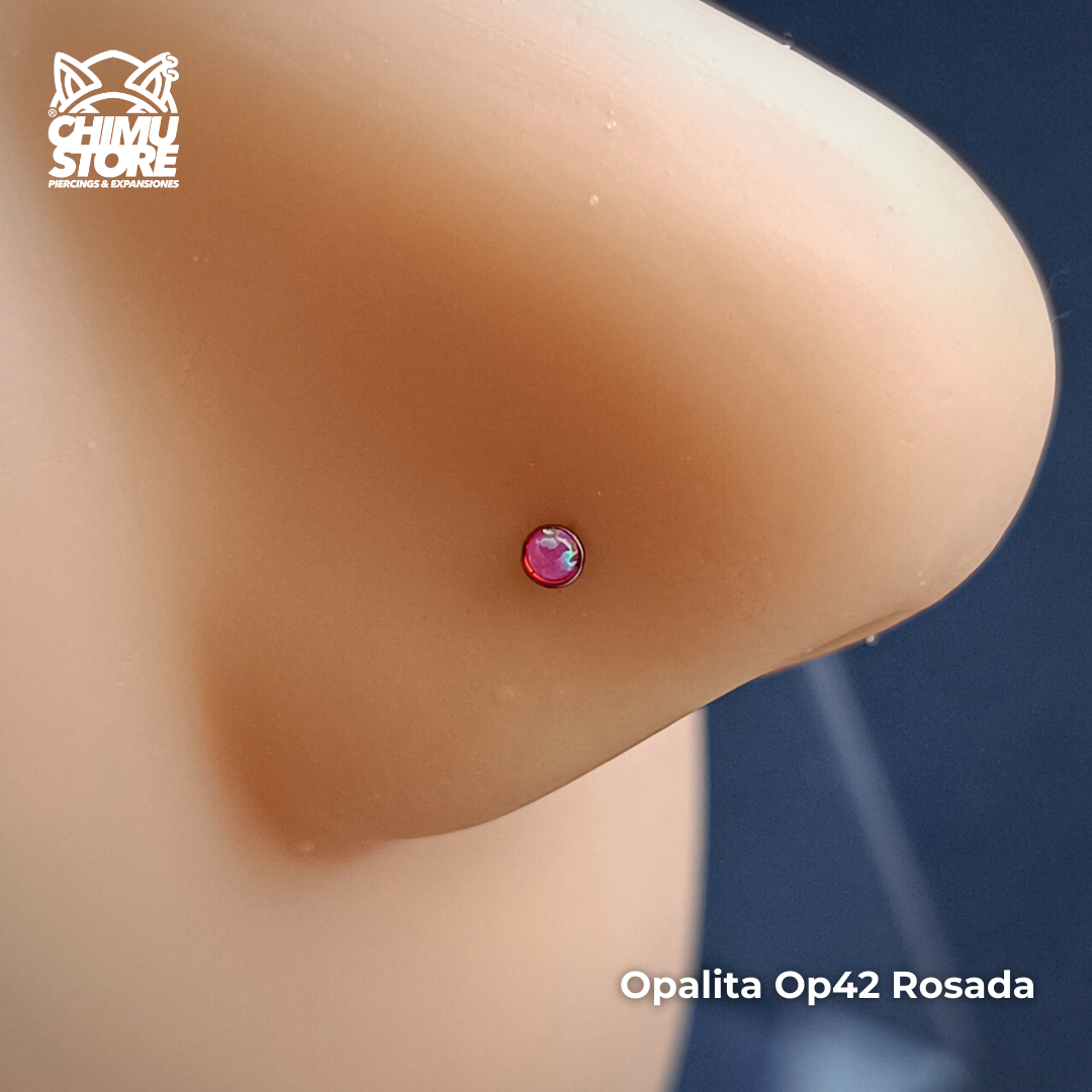 REP Nostril Forma de L Titanio G23 - Piedra Opalita (0,8mm;7;2mm) (20G)