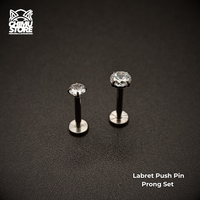NEW Labret Push Pin Titanio G23 - Prong Set Zirconia Redonda (1,2mm) (16G)