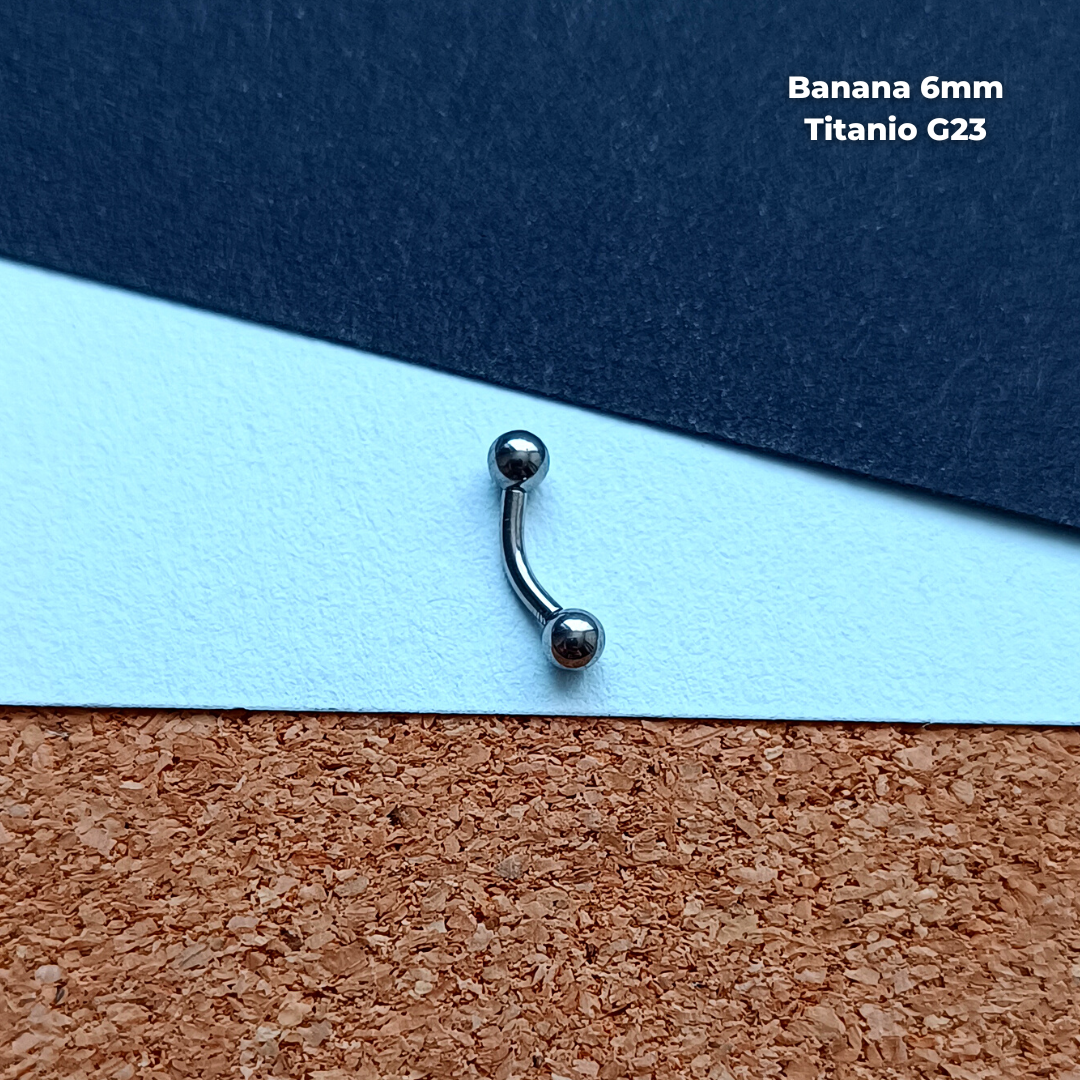 NEW Banana Rosca Interna Titanio G23 - Bolitas 3mm Plateado (1,2mm) (16G)