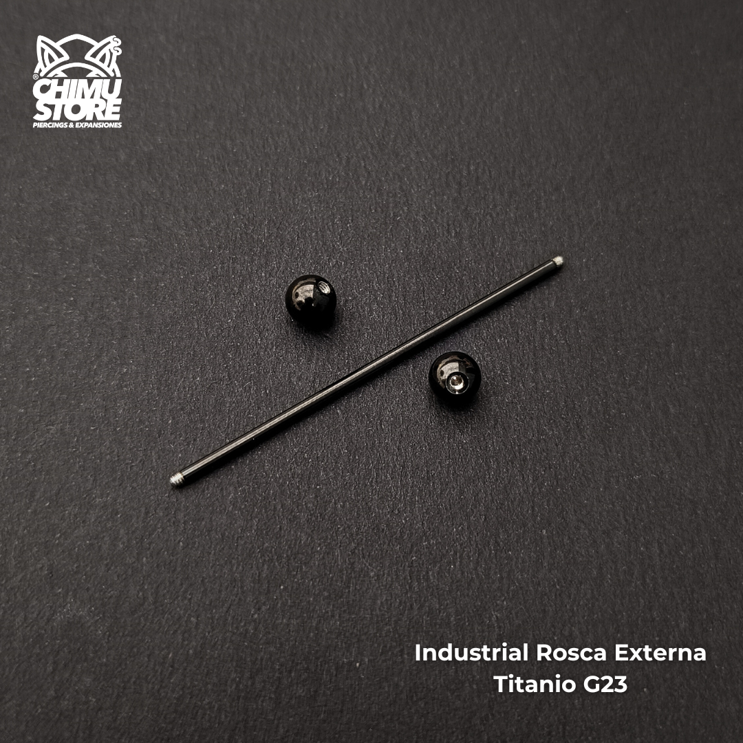 Industrial Barbell Titanio G23 - Largo 50mm Negro (1,6mm;50mm;6x6) (14G)