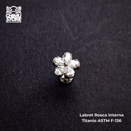 NEW Labret Rosca Interna Titanio ASTM F-136 - Flor 5 Petalos Zirconias (1,2mm;8mm) (16G)
