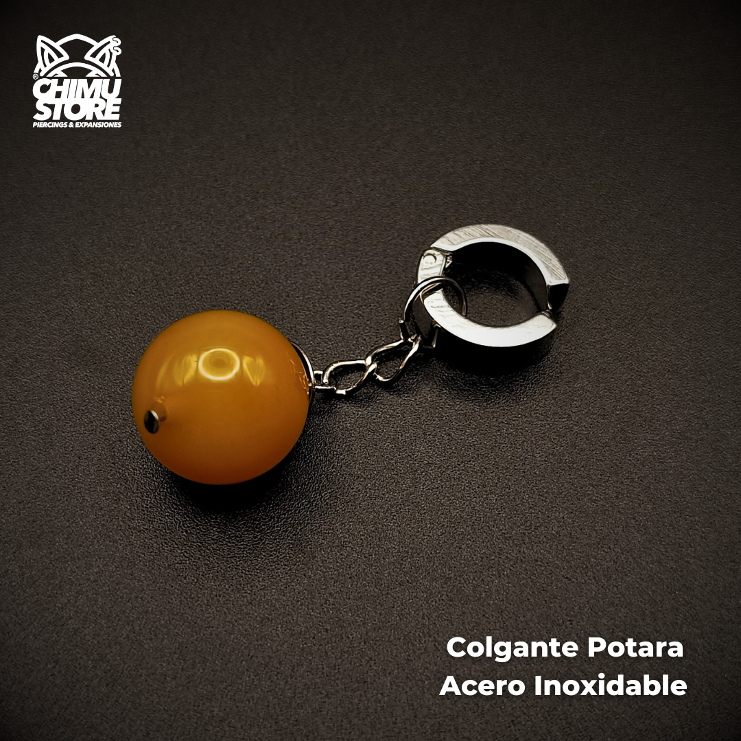 NEW Colgante (A PRESION) Acero Inoxidable - Aros Potara Naranjo (10mm)
