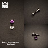 NEW Labret Titanio G23 - Piedra Amatista 4mm (1,2mm;8mm) (16G)