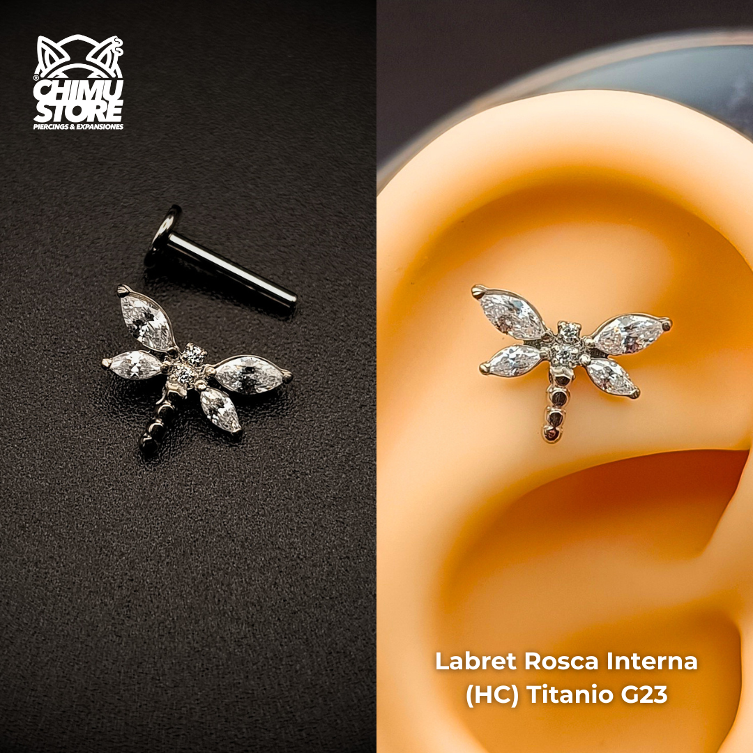 NEW Labret (HC) Titanio G23 - Libelula Zirconias (1,2mm;8mm) (16G)