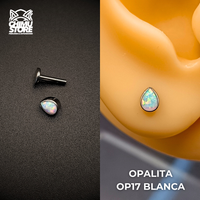 NEW Labret (HC) Titanio G23 - Bezel Set Lagrima Opalita (1,2mm) (16G)