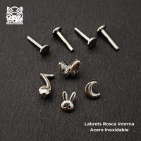 Labret Rosca Interna Acero Inoxidable - Figuras y Animales (1,2mm;8mm) (16G)