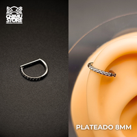 NEW Argolla Clicker Titanio G23 - Forma D Half Zirconias Laterales (1,2mm) (16G)