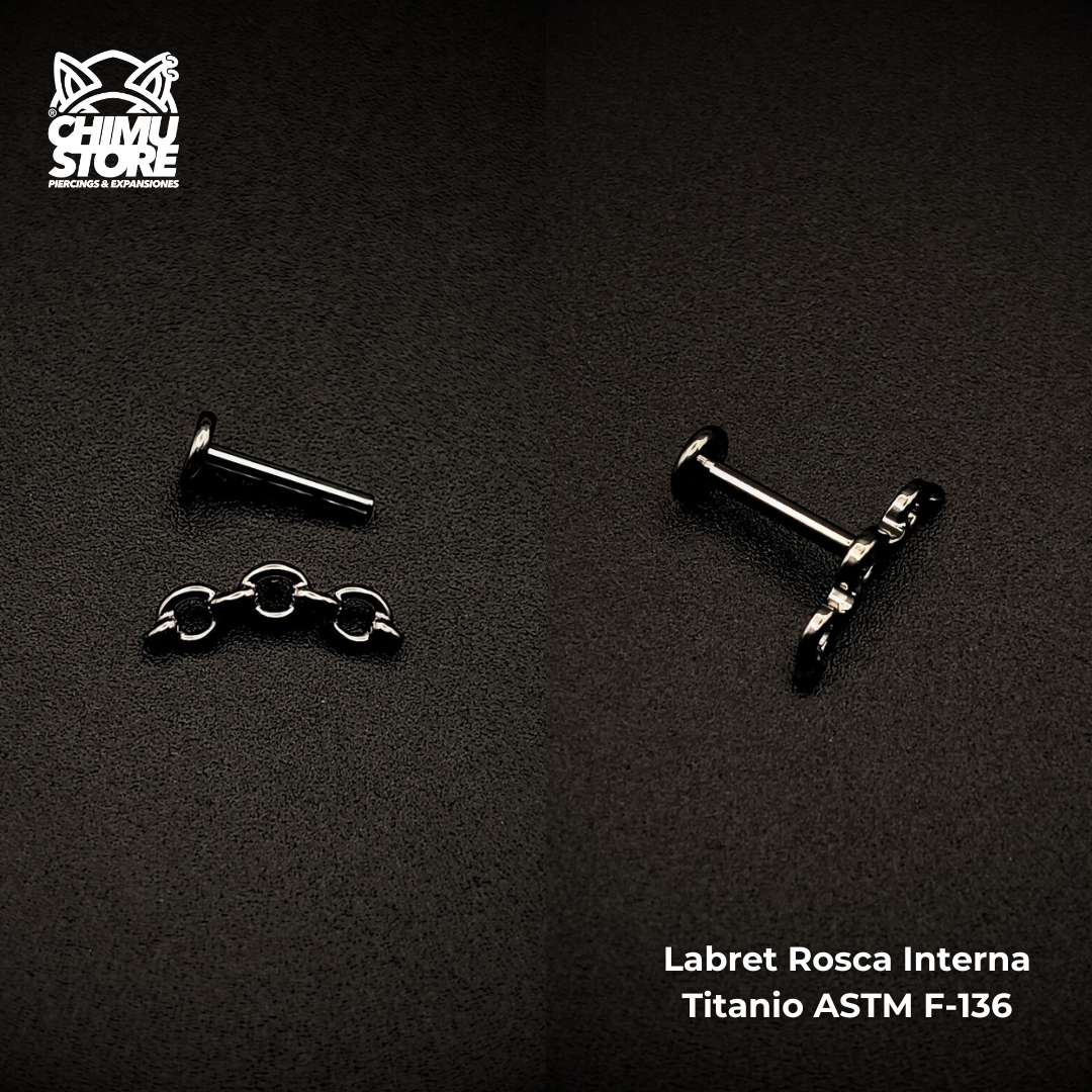 NEW Labret (HC) Titanio ASTM F-136 - Cluster Cadena 3 Eslabones (1,2mm;8mm) (16G)