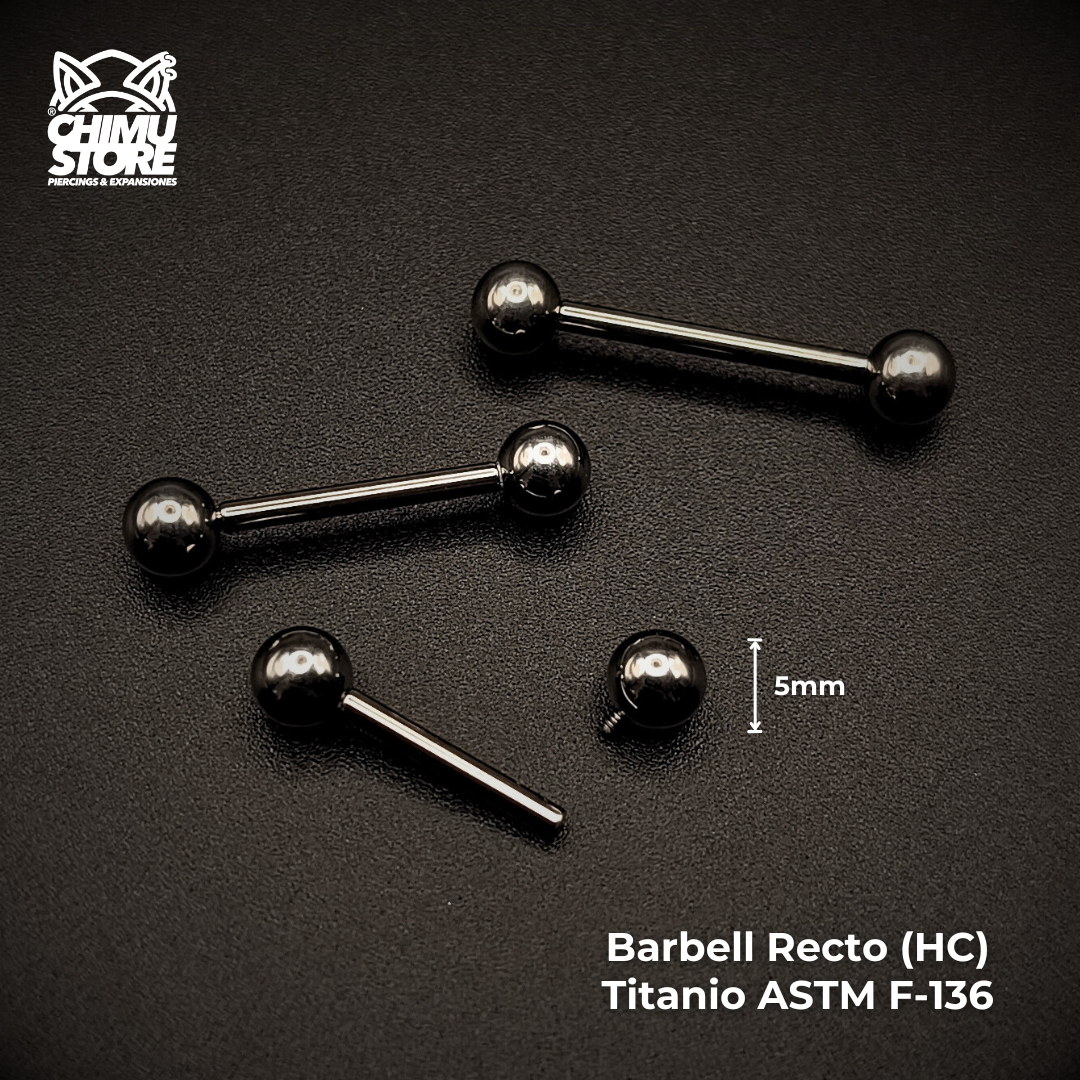 NEW Barbell Recto (HC) Titanio ASTM F-136 - Bolitas de 5mm (1,6mm) (14G)