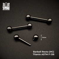NEW Barbell Recto (HC) Titanio ASTM F-136 - Bolitas de 5mm (1,6mm) (14G)