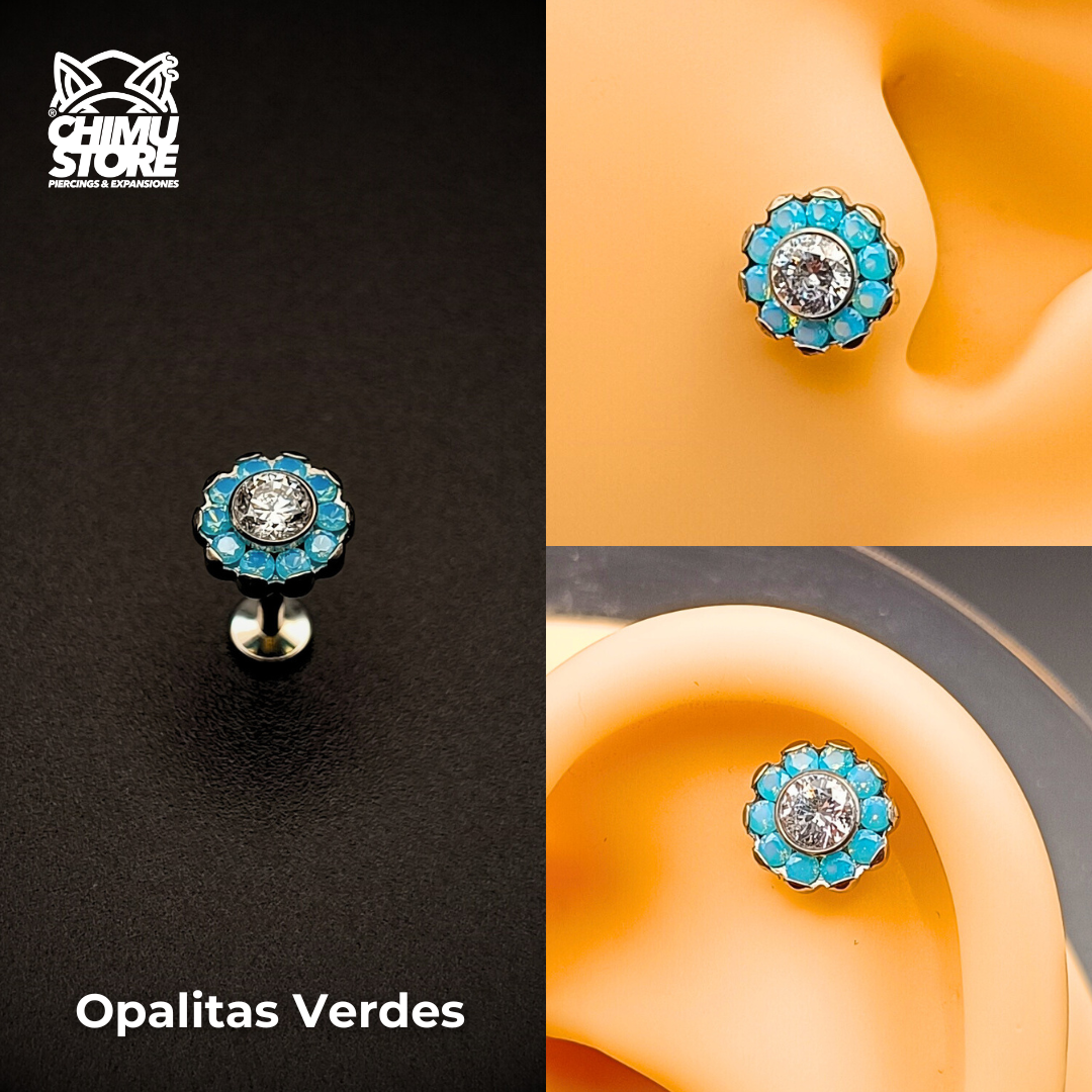 Labret (HC) Titanio ASTM F-136 - Flores 10 Petalos (1,2mm;8mm) (16G)