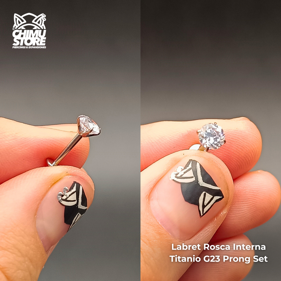 NEW Labret Titanio G23 - Prong Set Zirconia 5mm M002 (1,2mm) (16G)