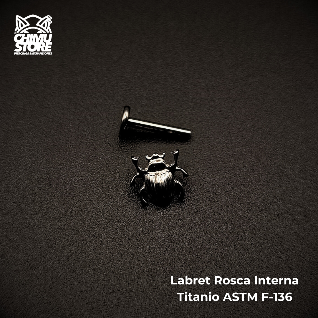 NEW Labret Rosca Interna (HC) Titanio ASTM F-136 - Escarabajo (1,2mm;8mm) (16G)