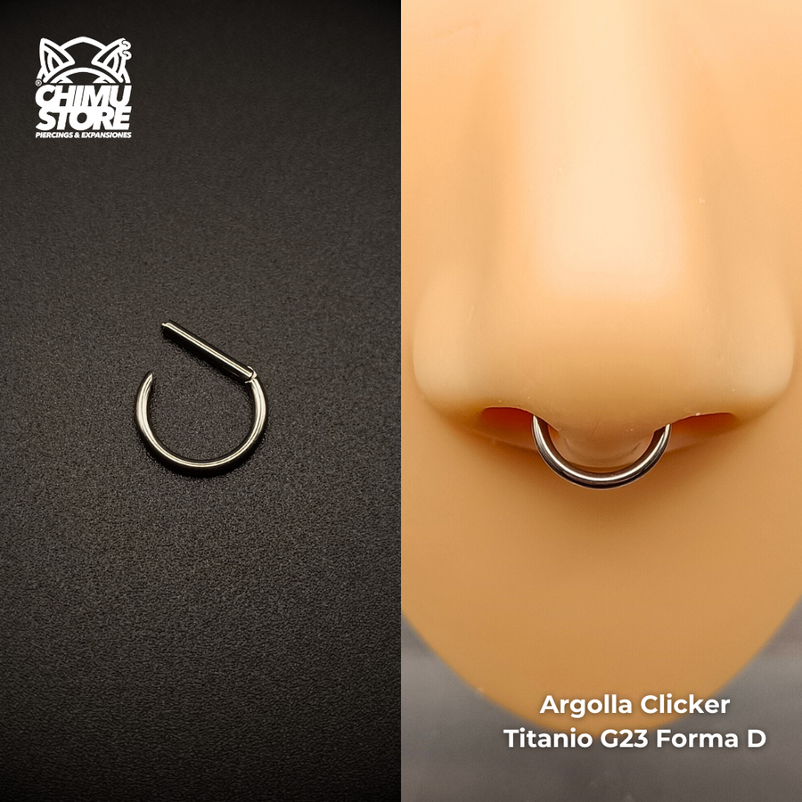NEW Argolla Clicker Titanio G23 - Forma D Lisa (1,2mm) (16G)