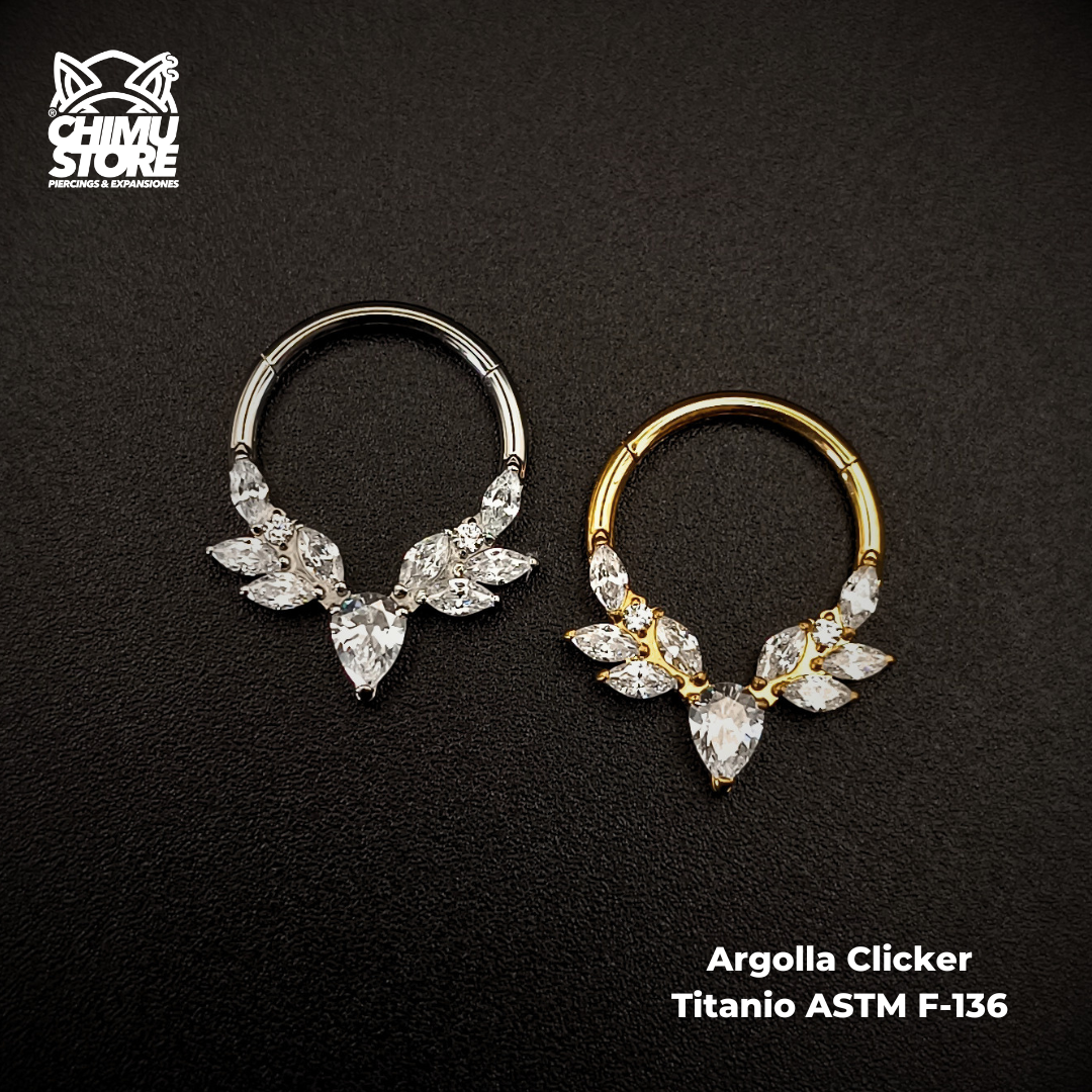 NEW Argolla Clicker Titanio ASTM F-136 - Royal Marquise Zirconias (1,2mm) (16G)