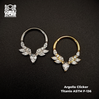 NEW Argolla Clicker Titanio ASTM F-136 - Royal Marquise Zirconias (1,2mm) (16G)
